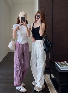 AMR UU◆柜上1000+1u家防晒轻薄速干工装裤高腰直筒阔腿裤女夏新