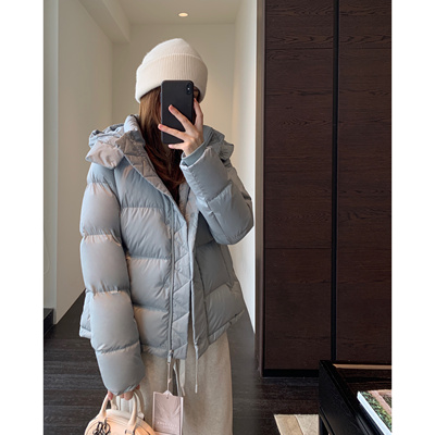 AMR UU◆升级版～鹅绒服lu家五格连帽保暖短款厚女羽绒服秋冬新款
