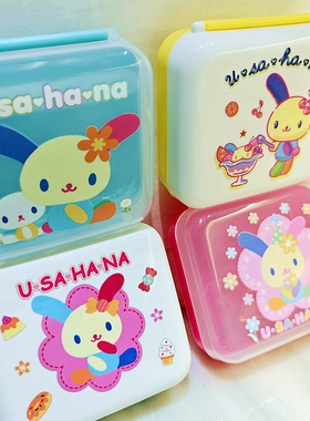 日本三丽鸥花小兔usahana米花兔汉堡盒午餐点心贝果吐司水果收纳
