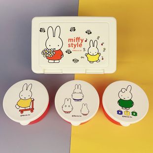 日本可爱兔子大容量便当盒饭盒三明治水果零食收纳pp微波加热
