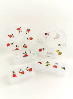 日本moomin姆明亚美芬兰便携随身药盒磨砂白色PP7天胶囊药丸卡通