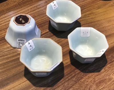 问鼎汝瓷天青色开片八方杯