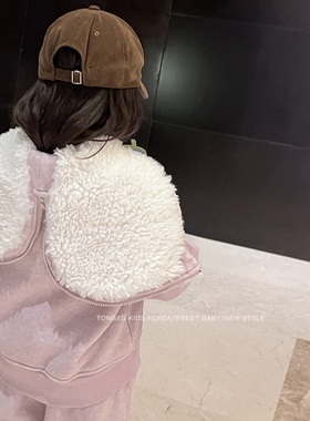 潼小乖定制2025秋冬新款加厚羊羔绒套装毛球外套上衣+裤子5q117