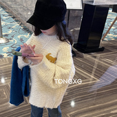潼小乖定制2025秋冬新款 加厚长毛保暖针织毛衣打底上衣5Q097