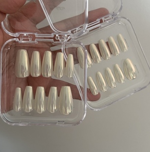 Nail月光墨镜粉镜面ins纯手工穿戴甲成品甲片贴片高级定制 Aomame