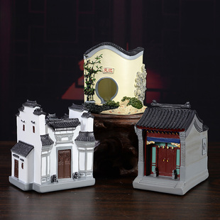 中国地区特色建筑模型创意笔筒书房桌面装饰品摆件商务送老外礼品