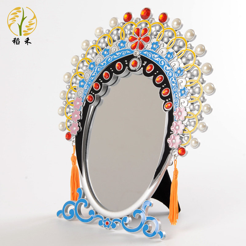 文化创意京剧脸谱花旦化妆镜金属镜子台式梳妆镜国潮特色老外礼品