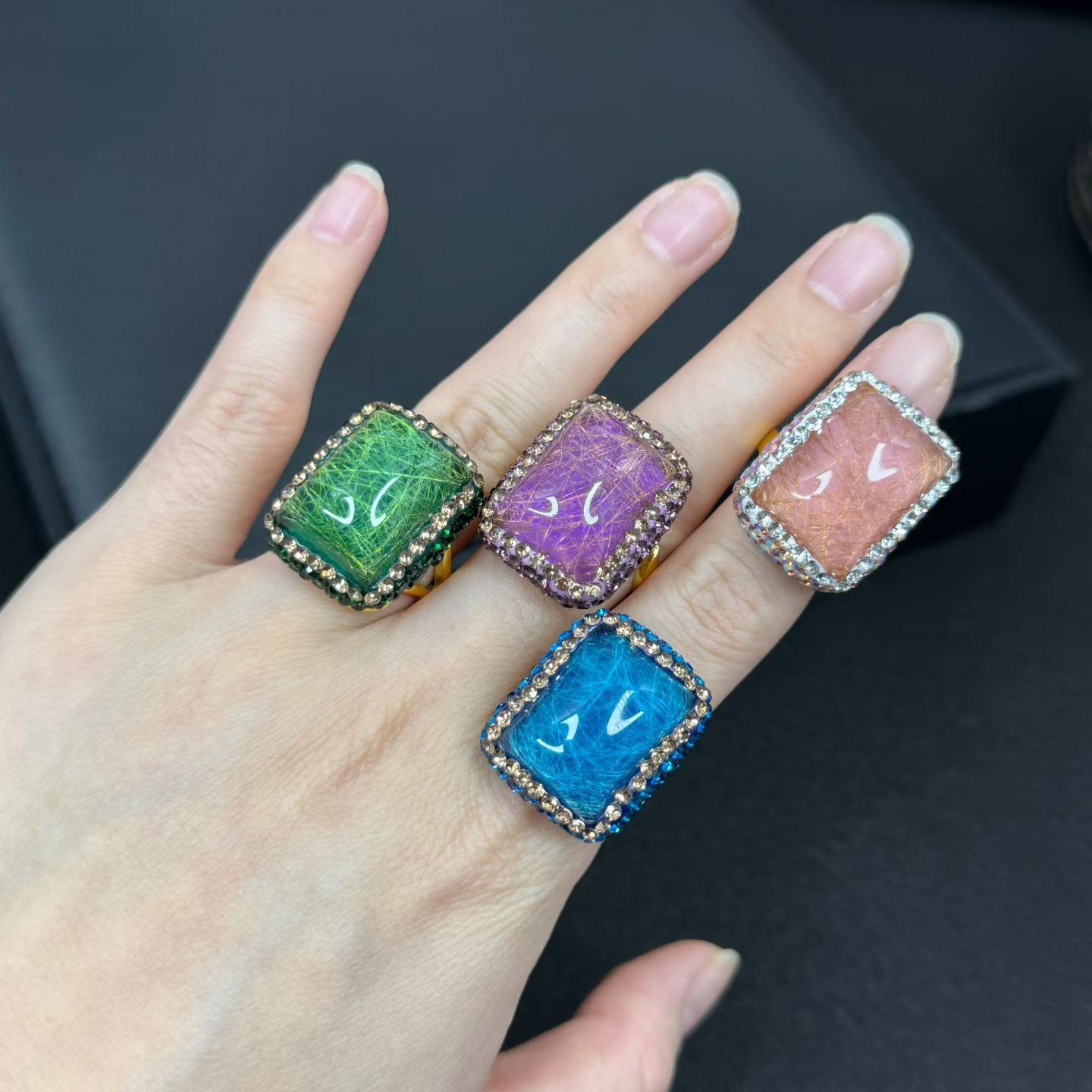 天然原石戒指女款个性复古粉色蓝色开口戒指手工镶钻指环,饰品/流行首饰/时尚饰品新,戒指/指环,淘宝优惠券,粉丝福利购,淘宝优惠卷