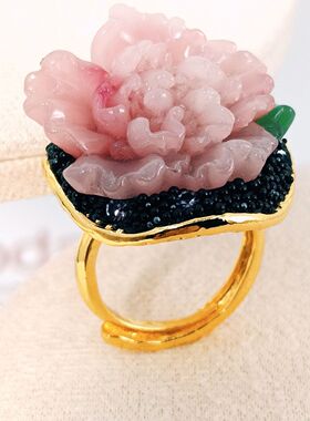 清新甜美花朵开口戒指女海边度假风气质食指戒小众高级感手饰