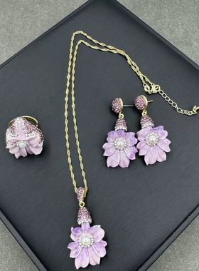 新品上新贝壳花时尚清新白色百搭精致优雅气质耳钉戒指项链