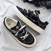 百搭运动港风板鞋 男鞋 低帮黑色格子帆布鞋 男生韩版 子潮鞋 2025新款