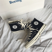 高帮帆布鞋 新款 男生鞋 黑色韩版 男鞋 2024年春季 子男潮鞋 百搭板鞋 潮