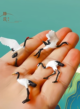 桌面摆景盆景装饰丹顶鹤动物摆件