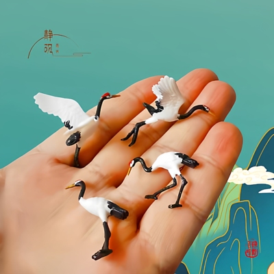 桌面摆景盆景装饰丹顶鹤动物摆件