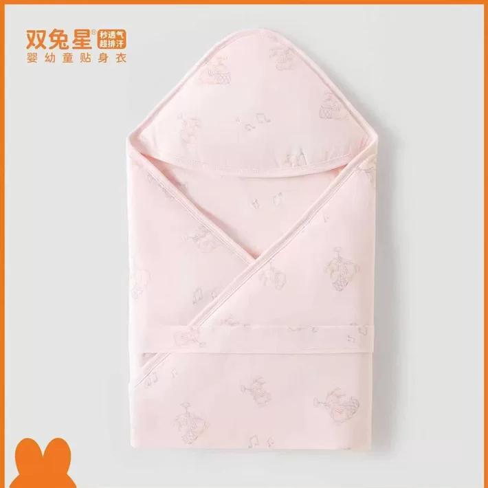 双兔星婴儿抱被春秋冬季加棉睡袋新生儿包裹初生宝宝纯棉外出包被
