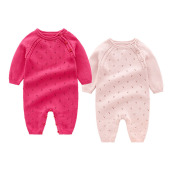 婴儿针织哈衣2025春秋季 男女宝宝纯棉线保暖连体衣婴幼儿毛衣爬服