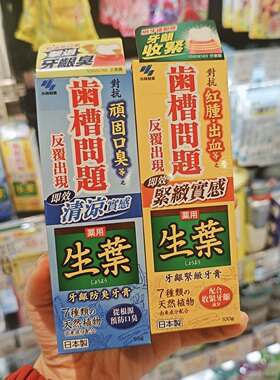 保税 日本本土小林制药生叶葉炭粒牙膏牙龈出血蛀牙齿槽浓漏护理