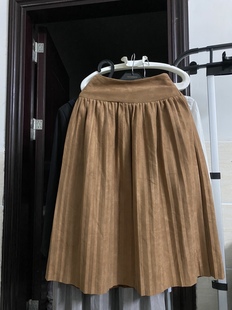 全场第二件半价秋冬款 半身裙大裙摆鹿皮绒半身裙女百褶