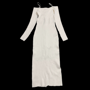 法式显瘦针织连衣裙春秋弹力长袖开衩吊带裙不起球