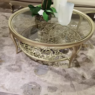 美式乡村现代简约时尚沙发美家家具轻奢美克圆形实木现代茶几定制