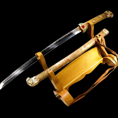铜装助插一体手工锻打日式指挥刀唐横刀户外刀具兵器弯刀未开刃