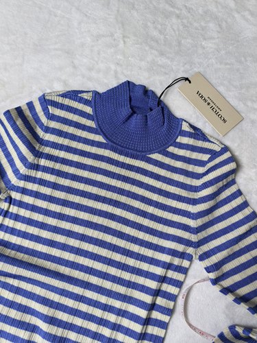 Scotch soda现货正品秋冬新款条纹高领针织衫女修身显瘦打底衫