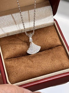 轻奢时尚气质扇形小扇子满钻项链925银锁骨链裙子耳环耳钉