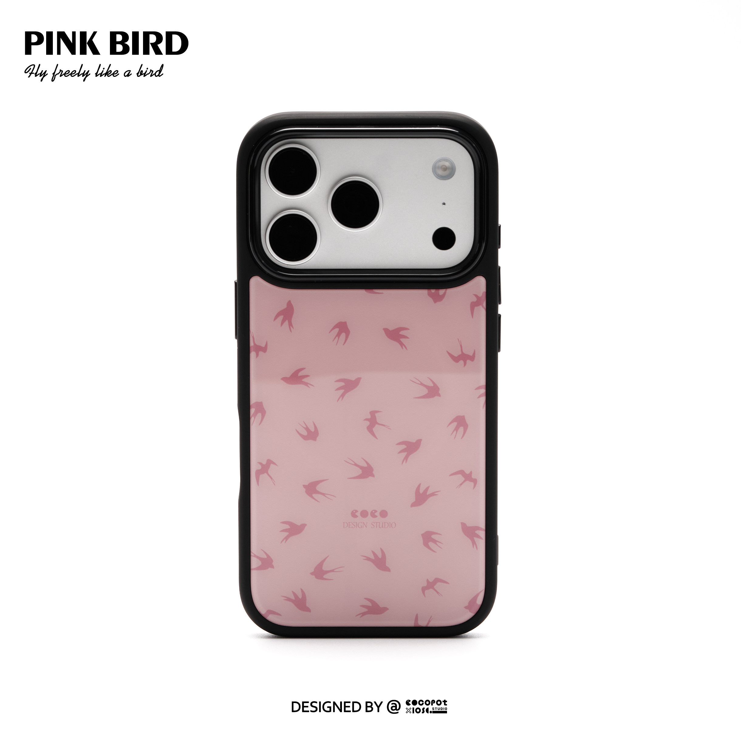 iosco原创设计「粉雾栖燕」iphone17promax 磁吸手机壳 16pro 粉色黑边 亮面质感 适用于苹果15promax 小众,3C数码配件,手机保护套/壳,淘宝优惠券,粉丝福利购,淘宝优惠卷