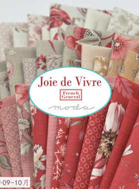 美国进口moda纯棉印花布组joie de vivre红色系布组适合做婚被