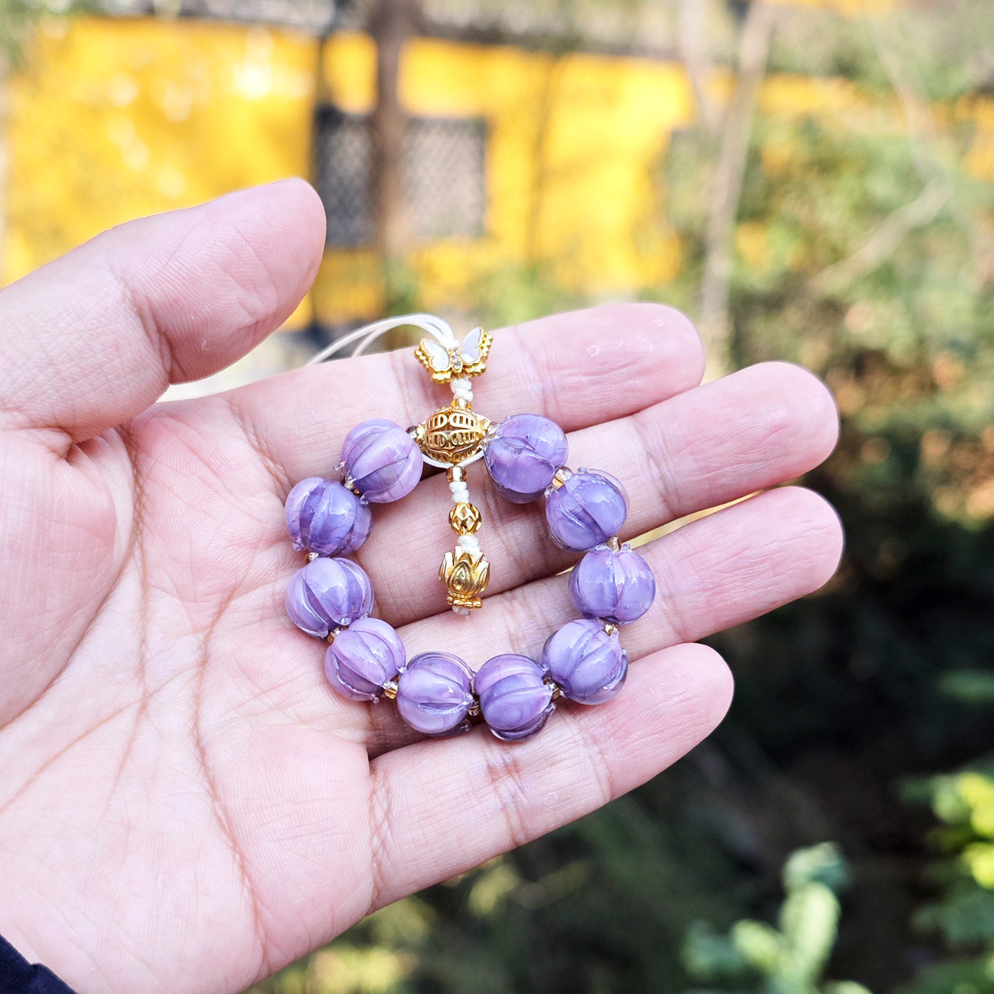 杭州庙暮山紫琉璃铃兰好运手机链破茧成蝴蝶九紫离火钥匙挂