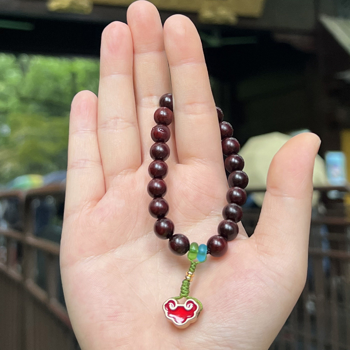 灵隐印度小叶紫檀吉祥如意吊坠手串女招财平安上岸手链念珠佛珠