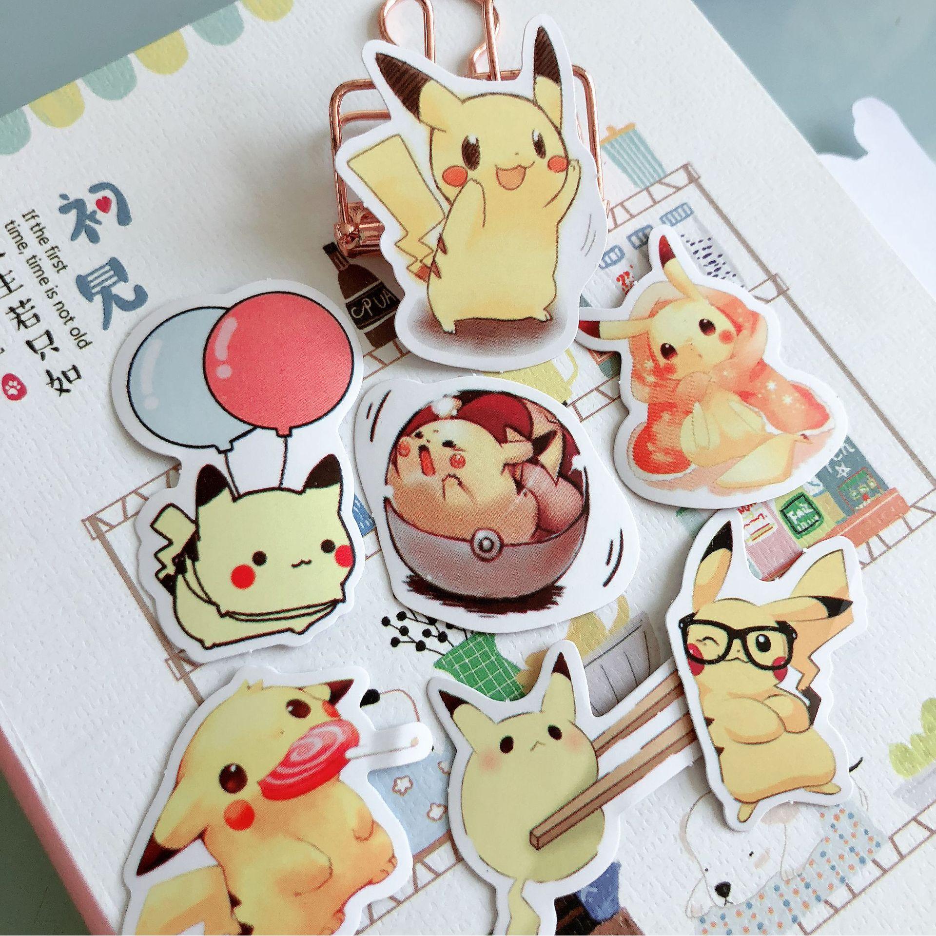 手账贴纸皮卡丘自制手账装饰日记相册笔记本手机壳相册贴纸