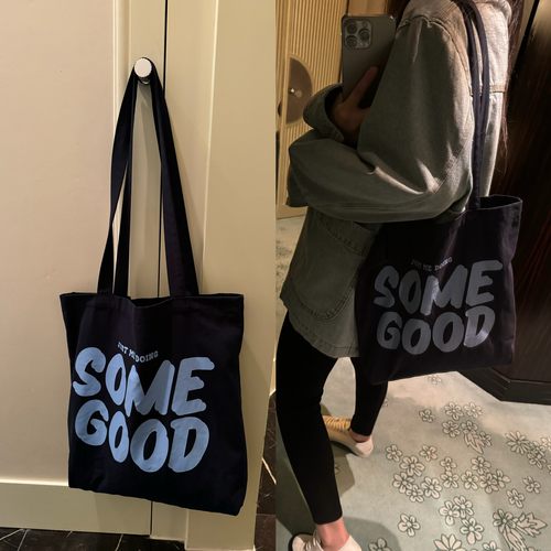 wann 【特价5折】somegood 字母休闲竖款帆布包单肩包购物袋