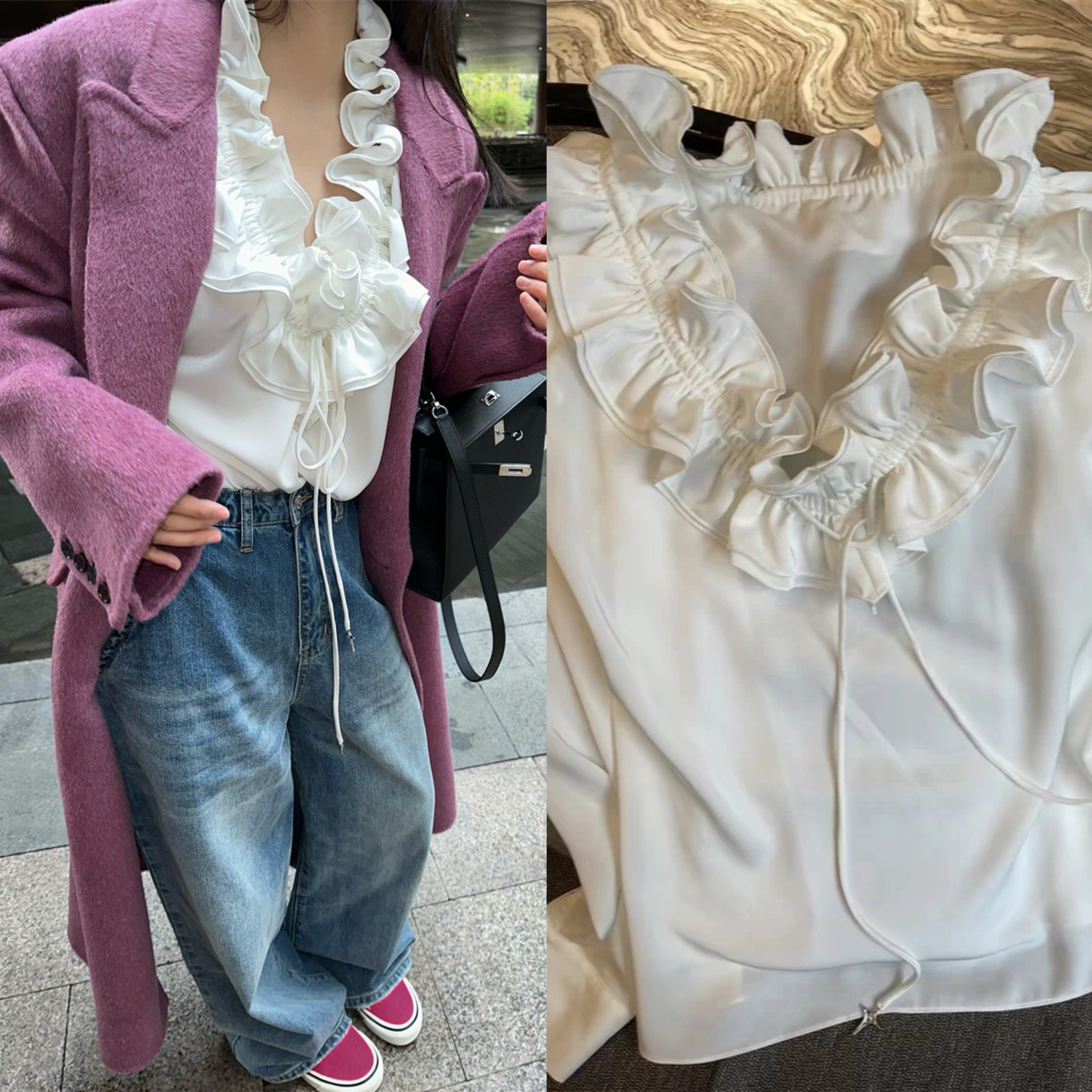 10/20 双十一秒杀 人间富贵丝滑花边宽松衬衫