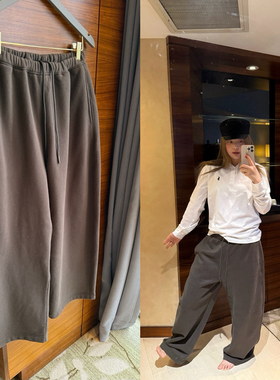 wann现货 山系军绿灰 加绒舒适宽松卫裤松紧腰运动休闲长裤