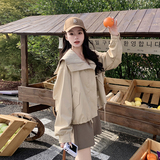 现货数据好！168-H003短款海军领夹克风衣P135控188，女装短外套，浙宝168