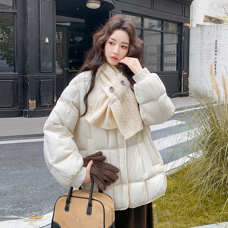 【现货】ZBH360带围巾泡芙格肌理感90新标羽绒服P315控478，女装羽绒服，浙宝168