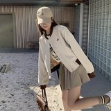 美式复古白色棒球服短外套女2023春季新款韩版小个子炸街洋气上衣，女装短外套，浙宝168