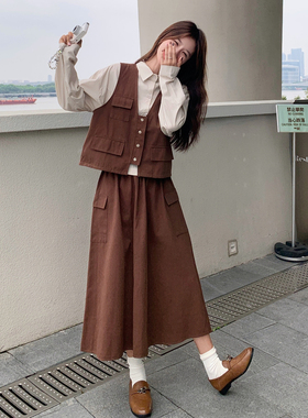 现货！Z168-H307马甲半身裙衬衫三件套P195控278