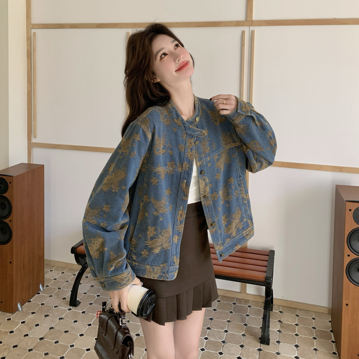 26春新款，现货！ZB168-H610复古刺绣花色牛仔外套P165控268，女装短外套，浙宝168