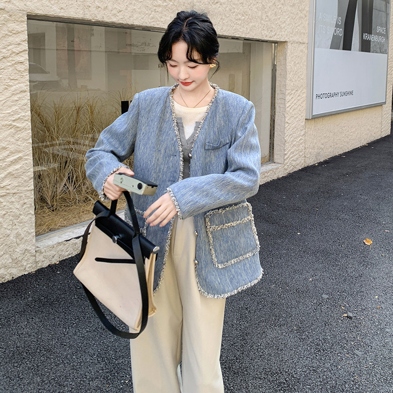 现货数据好！168-H108蓝色小香风外套P145控218，女装西装，浙宝168