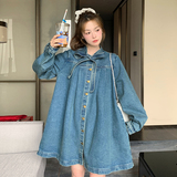 现货！168-H125蝴蝶结牛仔连衣裙P135控198，女装连衣裙，浙宝168