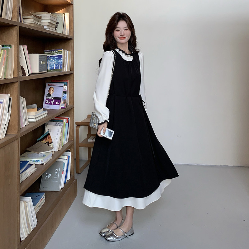 甜美学院风大方得体衬衫连衣裙女2025秋季新款超火好看松弛感长裙,女装连衣裙,浙宝168