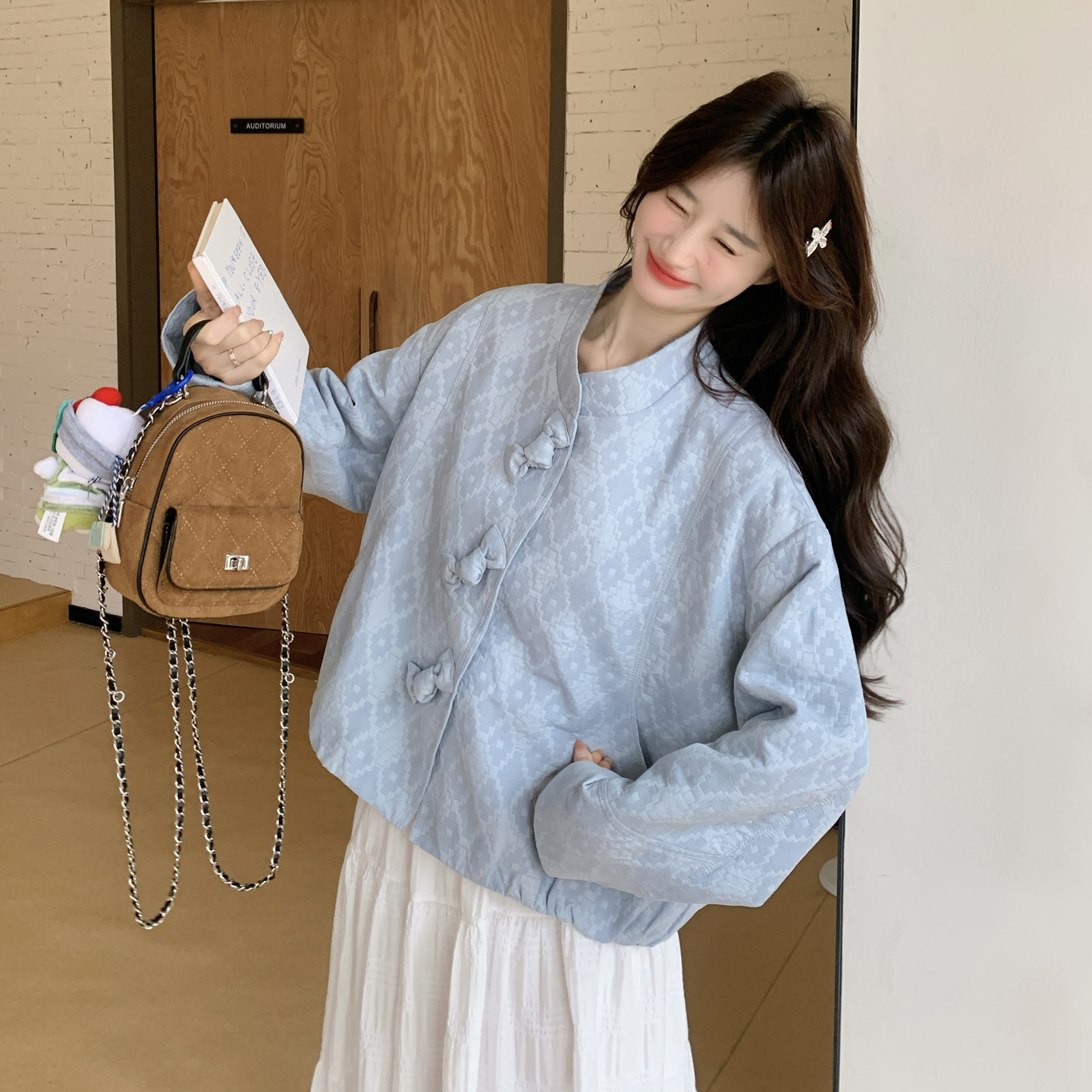 新款现货！ZB168-H618提花蝴蝶结扣外套P160控258,女装短外套,浙宝168