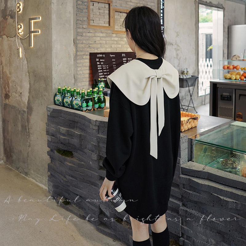 【新款】现货主推！160A-9117高品质蝴蝶结卫衣裙P115控168图片