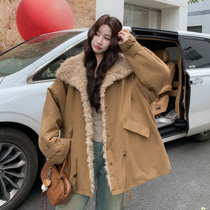 Z168--H328复古慵懒风毛毛内里派克服女加厚保暖外套P245控358图片
