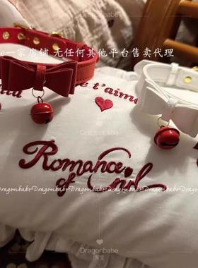 铃铛会响 软妹红色蝴蝶结脖环皮革项圈带铃铛项链choker颈链脖圈