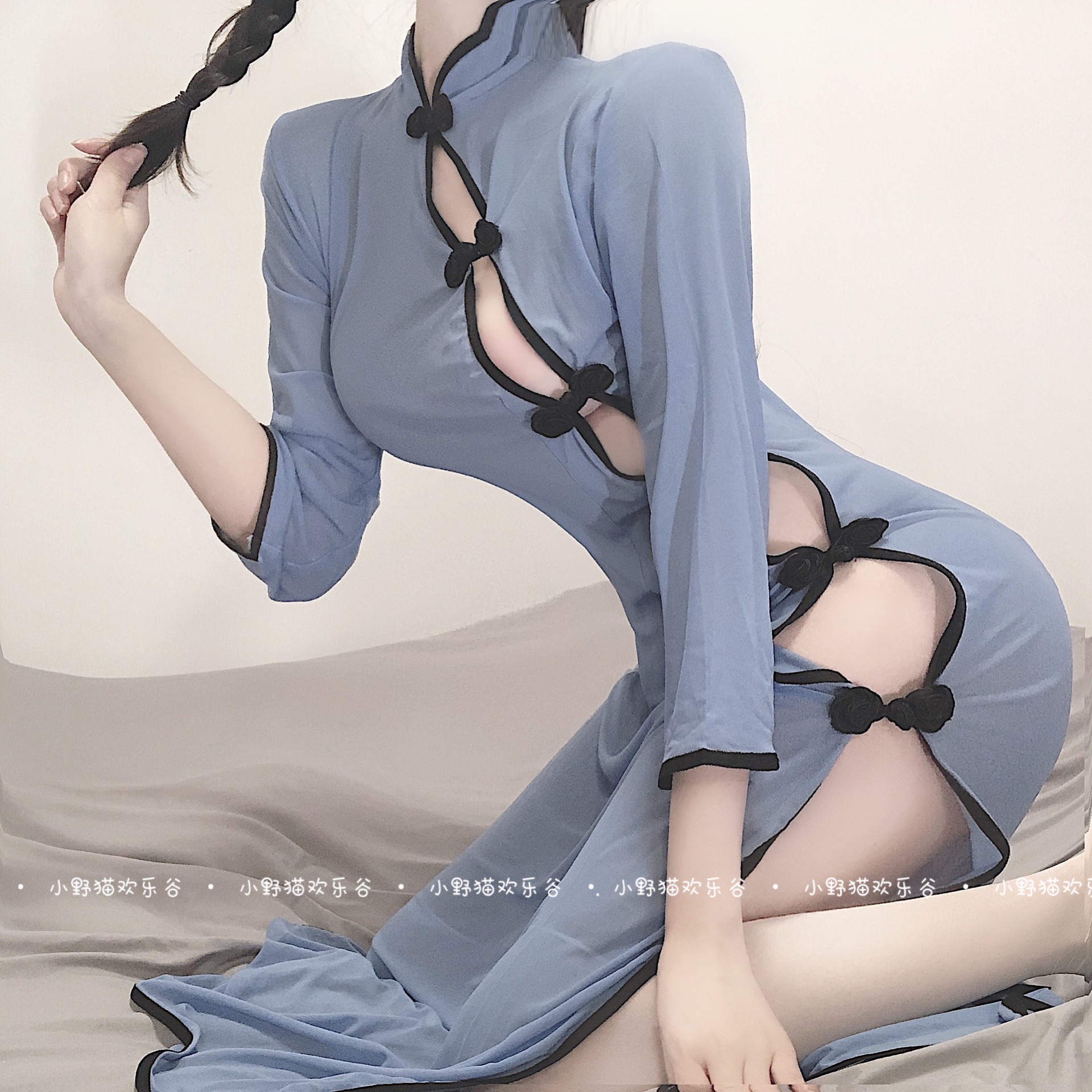 民国军阀太太 性感旗袍学生装冬季高开叉性感大码家居服女连衣裙