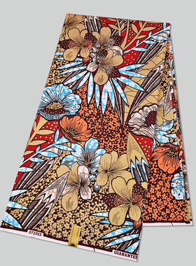 涤纶穆斯林非洲蜡染布polyester African Wax Fabric 6码超级蜡布