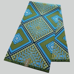 涤纶穆斯林非洲蜡染布polyester African Wax Fabric 6码超级蜡布